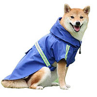 Дощовик для великих собак з капюшоном світловідбивний унісекс 5XL Синій