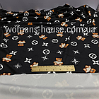 Тканина велюр Плюш (спорт) принт друкований Луі Вітоние на чорном, фото 2