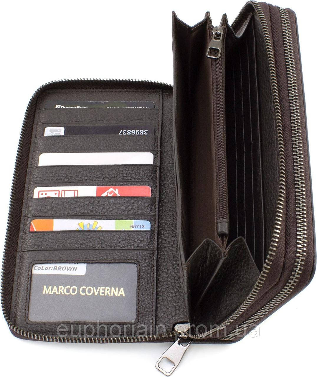 Коричневый кожаный клатч с двумя отделениями Marco Coverna 5902C/Q Отличное качество - фото 7 - id-p1899593263