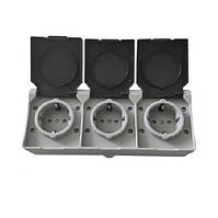 Розетка зовнішня потрійна IP54 c з/к Techno Systems