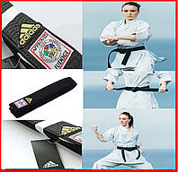 Пояс для кимоно с акредитацией для дзюдо ADIDAS ELITE IJF черный/золото одежда для боевых единоборств