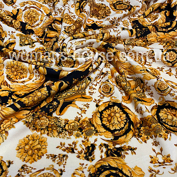 Тканина велюр Плюш (спорт) принт друкований Вензеля на білому