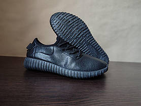 ЗНИЖКА! 40р (25 см) Літні кросівки Yeezy Boost чорні чоловічі екокожа із буст, фото 5