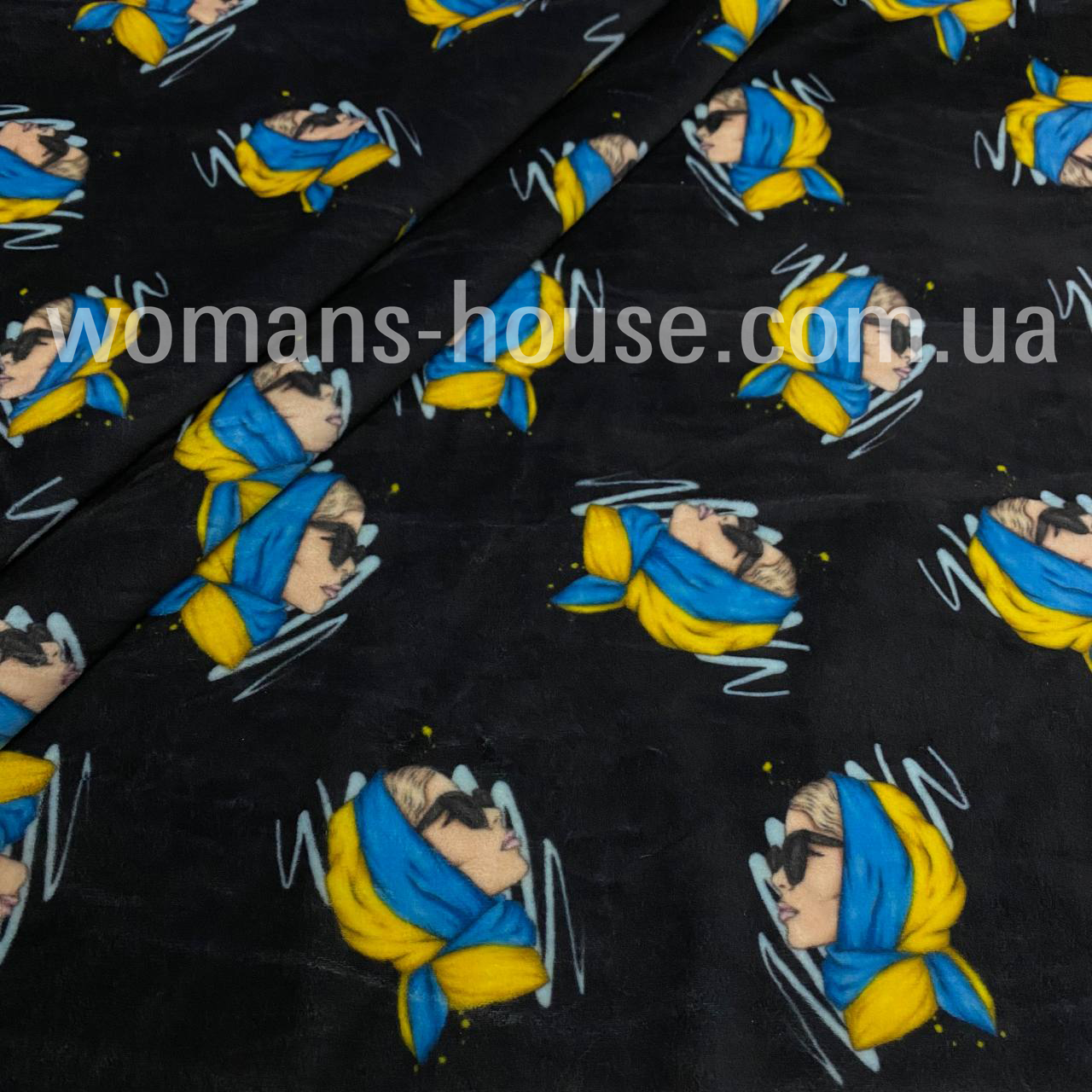 Тканина велюр Плюш (спорт) принт друкований Патріотична Дівчина, фото 1