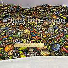 Тканина велюр Плюш (спорт) принт друкований Патріотичний козак, фото 2