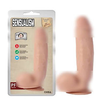 Фалоїмітатор із мошоком на присоску Sensualism Flesh| Limon, фото 1