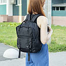 Стильний чорний жіночий рюкзак URBAN тканинний з 9 відділеннями на 13л., фото 4