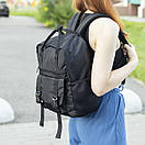 Стильний чорний жіночий рюкзак URBAN тканинний з 9 відділеннями на 13л., фото 2