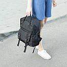 Стильний чорний жіночий рюкзак URBAN тканинний з 9 відділеннями на 13л., фото 6