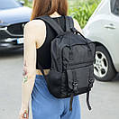 Стильний чорний жіночий рюкзак URBAN тканинний з 9 відділеннями на 13л., фото 3