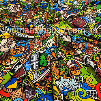 Тканина велюр Плюш (спорт) принт друкований Патріотичний цибуля