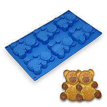 Силіконова форма Profsil Ведмедики Барні 6 в 1 блакитна