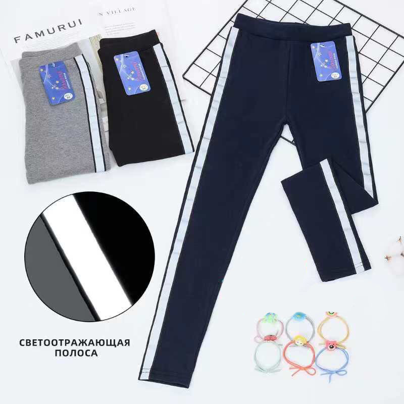 Лосини зі світло відбивним лампасом (6 шт) Розміри: 7-8,8-9,9-10,10-11 років (16020-1), фото 1