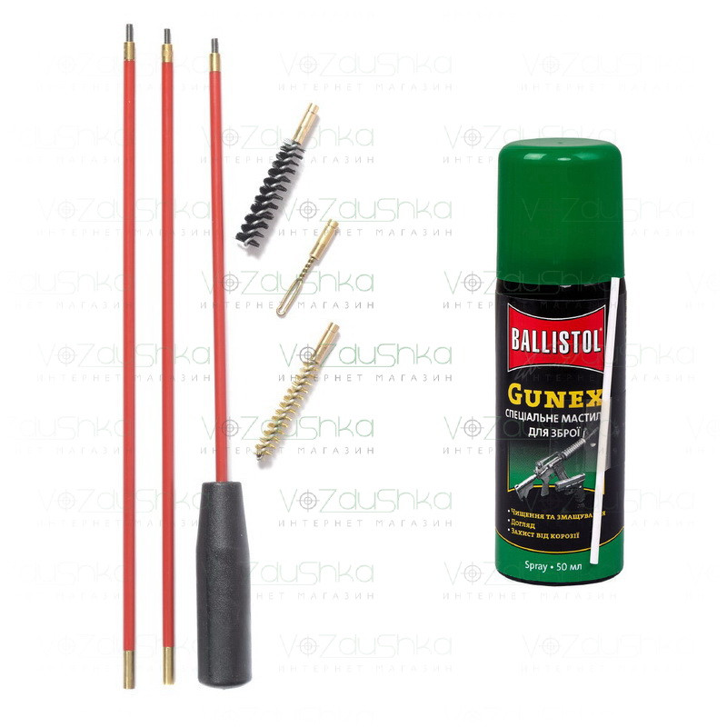 Набір для чищення гвинтівки калібру 5,6 (2 йоржа, вішер) + Gunex 50 ml spray