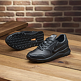 Осінні кросівки чоловічі шкіра Nike для міста під джинси, чорні шкіряні кроси демісезонні повсякденне взуття *035-N-чор*, фото 6