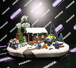 Новорічна декорація "Різдво на селі" з підсвічуванням і музикою