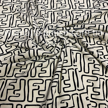 Тканина велюр Плюш (спорт) принт друкований Френді чорний з білим