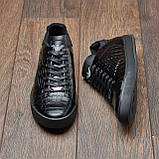 Кеди чоловічі шкіряні осінь весна, чорні класичні молодіжні повсякденні кеди під джинси з натуральної шкіри *Ма-67 рептилия*, фото 7