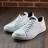 Шкіряні кеди чоловічі осінь весна, білі класичні молодіжні легкі кеди під джинси з натуральної шкіри *А-4-бел*, фото 2