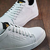 Шкіряні кеди чоловічі осінь весна, білі класичні молодіжні легкі кеди під джинси з натуральної шкіри *А-4-бел*, фото 3