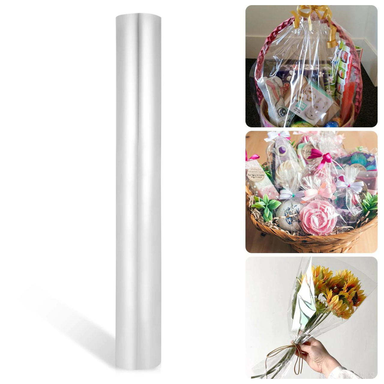 Прозрачная пленка 40 см 0,5 кг полипропиленовая флористическая для упаковки цветов и подарков - фото 1 - id-p1127844684
