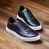 Шкіряні кеди чоловічі осінь весна, чорні класичні молодіжні легкі кеди під джинси з натуральної шкіри взуття *Ма-154 ч/б*, фото 5