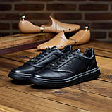 Шкіряні кеди чоловічі осінь весна, чорні класичні кеди під джинси з натуральної шкіри взуття *Ма-154 ч/ч*, фото 4