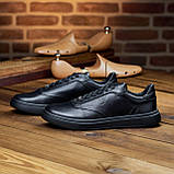 Шкіряні кеди чоловічі осінь весна, чорні класичні кеди під джинси з натуральної шкіри взуття *Ма-154 ч/ч*, фото 5