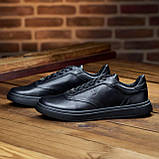 Шкіряні кеди чоловічі осінь весна, чорні класичні кеди під джинси з натуральної шкіри взуття *Ма-154 ч/ч*, фото 6