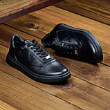Шкіряні кеди чоловічі осінь весна, чорні класичні кеди під джинси з натуральної шкіри взуття *Ма-154 ч/ч*, фото 7