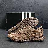Кросівки чоловічі демісезонні Adidas з натуральної шкіри, бежеві осінньо весняні чоловічі кросівки камуфляж ТОП *А30 к-беж*, фото 4
