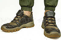 Кроссовки демисезонные мужские с треккинговой подошвой коричневая кожа Мустанг / кордура размеры 39-46