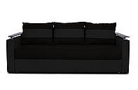 Диван прямой раскладной двухспальній еврокнижка с нишами для белья и подушками "Браво" 230х105 см Черный