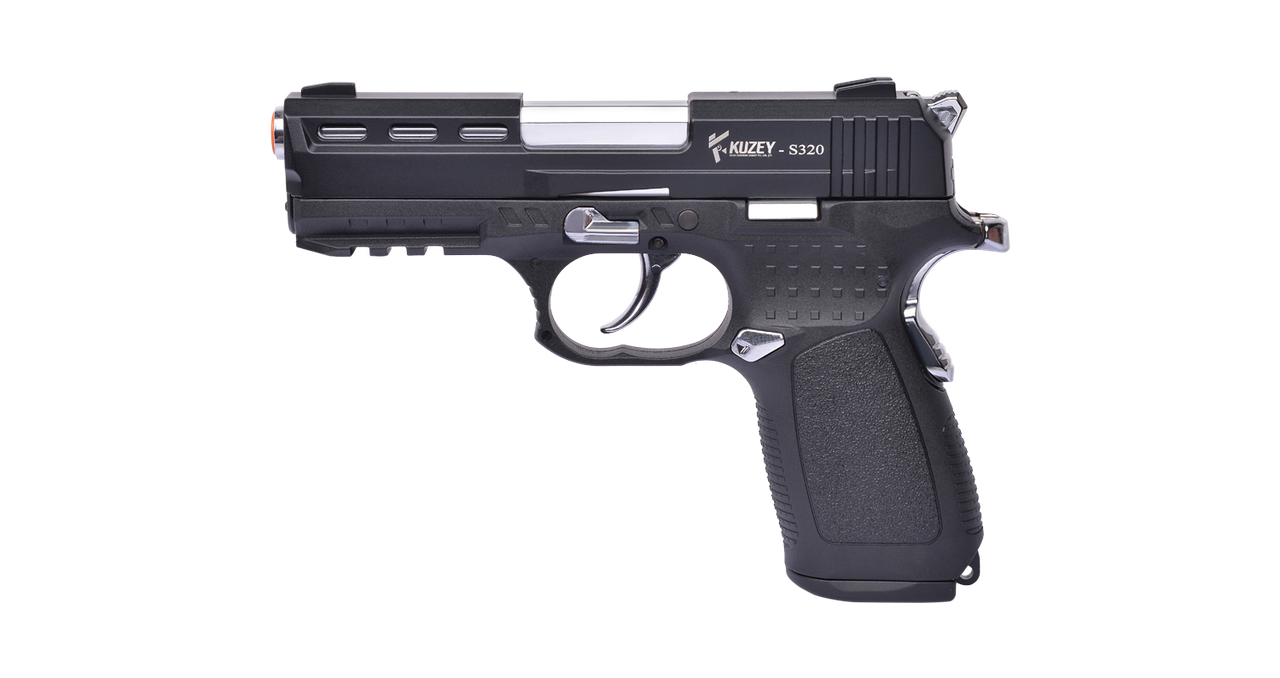Сигнально-стартовий пістолет KUZEY S-320-3, 18+1/9 мм (Black/Black Grips) add 1 magazine.