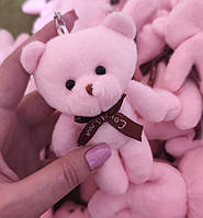 М'які іграшки плюшевий рожевий ведмедик брелок для букетів