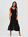 Стильне літнє повсякденне плаття з креп-жатки, чорне, фото 2
