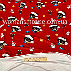 Тканина велюр Плюш (спорт) принт друкований Коти новорічні, фото 2