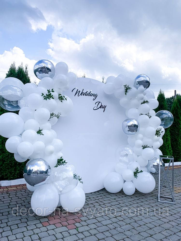 Арка з повітряних куль 5 метрів, арка на весілля, арка з білих кульок