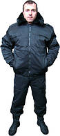 Куртка утепленная "Пилот", мужская черная куртка с капюшоном, куртка для охраны зимняя. Доставка по Украине