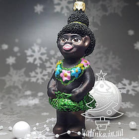 Скляна ялинкова іграшка темношкірий  хлопчик з серії діти світу      Snegka Poland