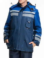Куртка утепленная рабочего синего цвета КАРПАТЫ
