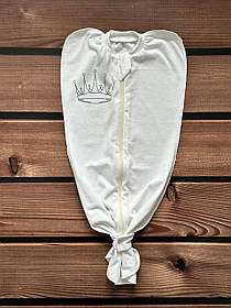 Пелюшка кокон для новонароджених малюків дитяча європелюшка на блискавці для дітей 0 - 6 місяців BST корона молочний