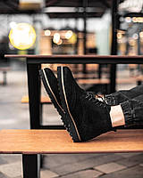 Мужские ботинки замшевые броги черные демисезонные на байке Legessy