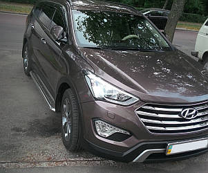 Бічні пороги, майданчик, підніжки "Premium" Hyundai Santa Fe 2013+ неіржавка сталь