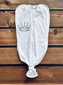 Пелюшка кокон для новонароджених малюків дитяча європелюшка на блискавці для дітей 0 - 6 місяців BST корона білий