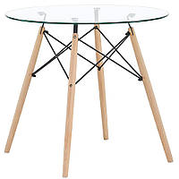 Стол обеденный круглый со стеклянной столешницей в гостиную, кухню Этна Glass ТМ Микс Мебель