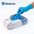 Рукавички нітрилові неопудрені Medicom Blue "S" 100 шт (50 пар) Синій, фото 4