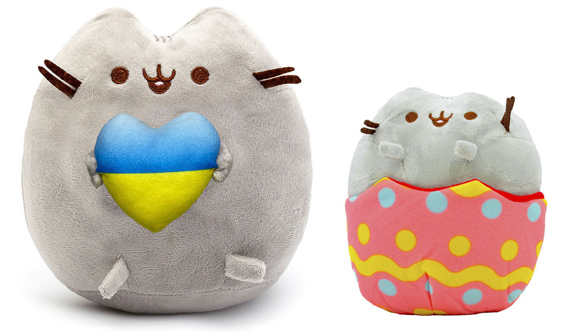 Набір м'яких іграшок S&T Pusheen cat із серцем 21х25 см і Кіт у яйці 18х15 см Сірий (n-10453)