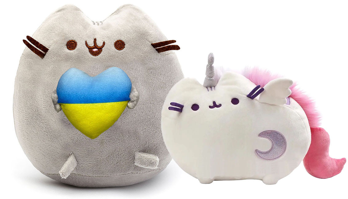 Набір м'яких іграшок S&T Pusheen cat із серцем 21х25 см і Єдиноріг 18х15 см Сірий (n-10454)