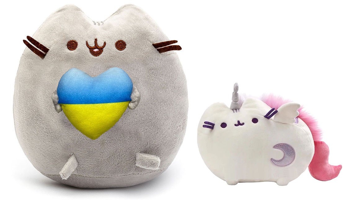 Набір м'яких іграшок S&T Pusheen cat із серцем 21х25 см і Єдиноріг 15х12 см Сірий (n-10455)